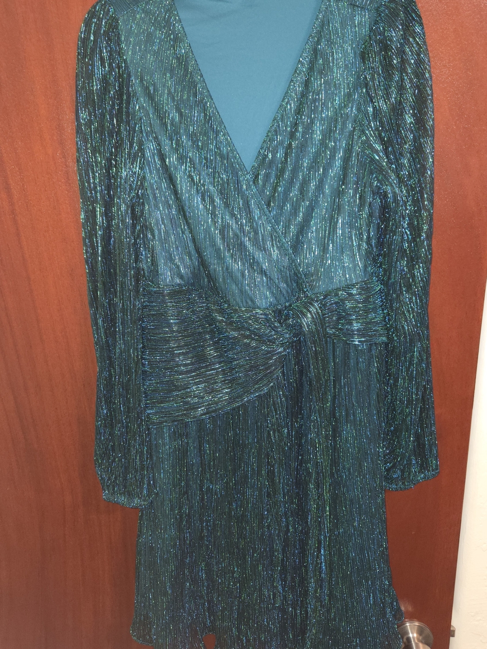 Torrid Teal Metallic Wrap Party Dress